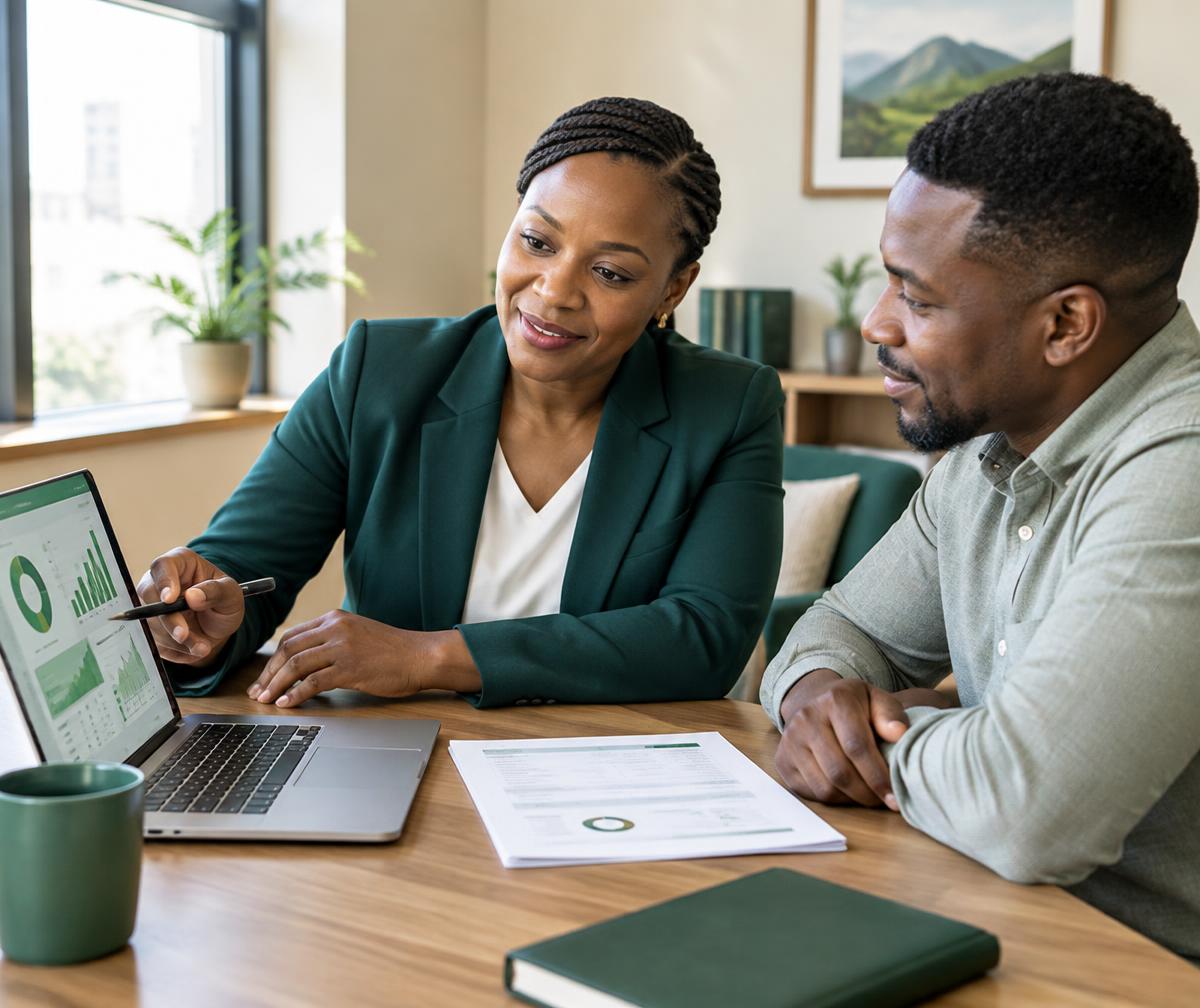 A BDC financial adviser reviewing a credit profile with a client